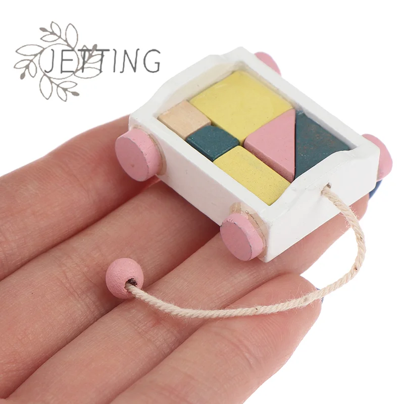 

(SMTGDP11)Dollhouse Miniature wooden Block car Toys Doll Accessories