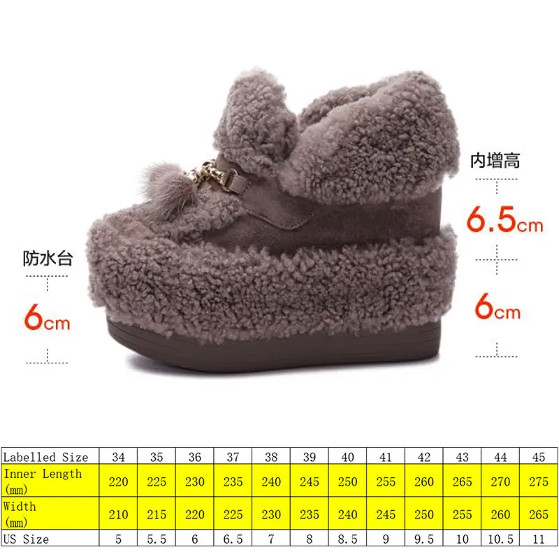 Fujin 12.5cm Synthetic Platform Wedge Fur Autumn Winter Plush Warm Ankle Boots Super High Elegant Fashion Ladies Luxury Shoes