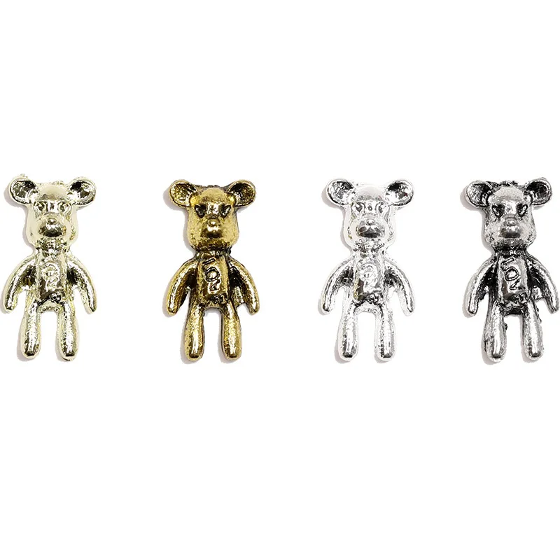

20Pcs Punk Luxury Cute Bear Parts Nail Art Alloy Charms Violent Alloy Metal Nail Decorations Manicure Accessories Jewelry 6*12mm