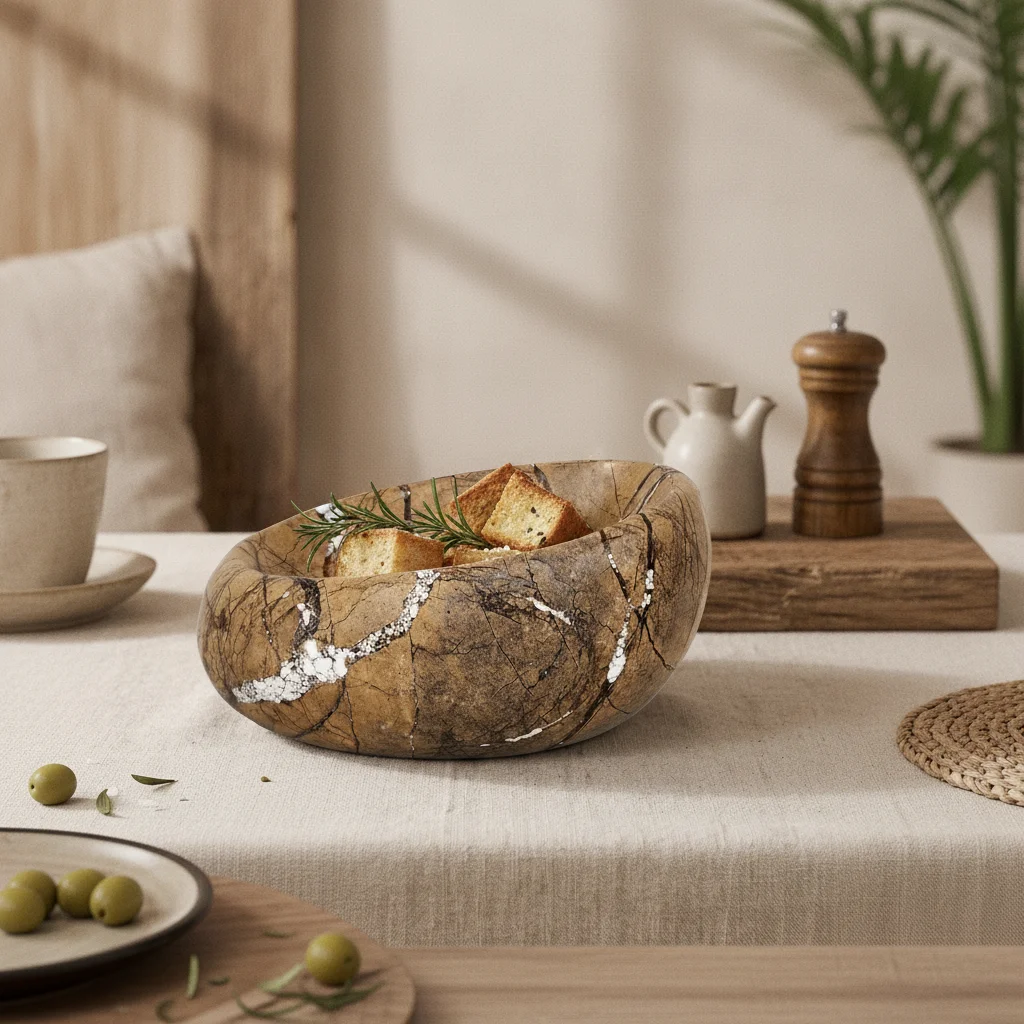 Marble Decorative Bowl Polished Marble Bowl Decorative Tray Catchall Luxury for Coffee Table, Vanity