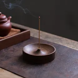 North American Black Walnut Solid Wood Incense Stick Handmade Tea Ceremony Round Incense Burner Agarwood Tray Holder