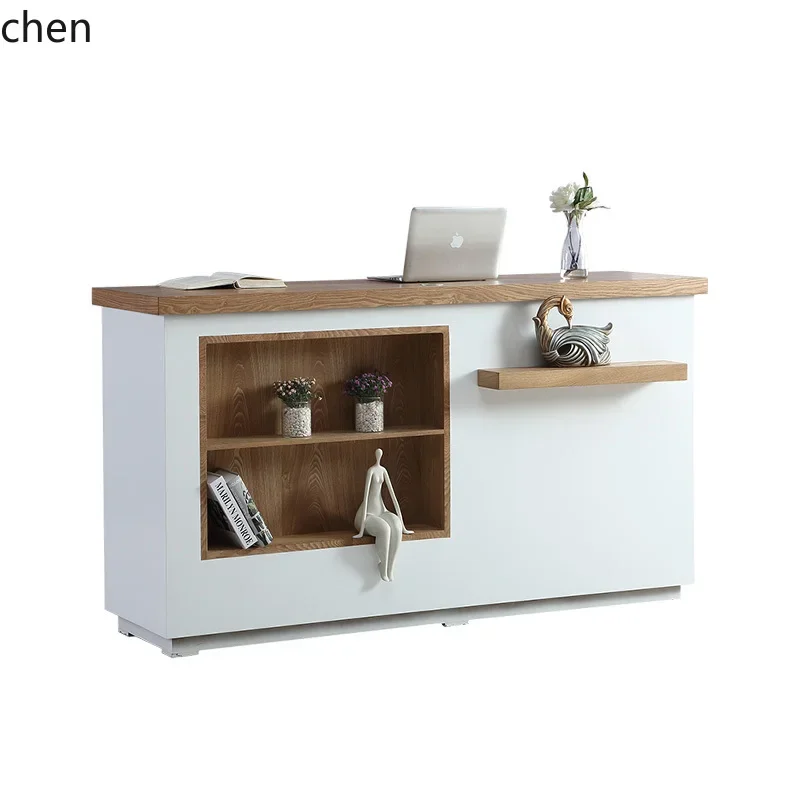 

D16- Lig Luxury Clothing Store Cashier Eco-friendly Bar Counter Japanese Simple Counter Reception Desk Modern Corner