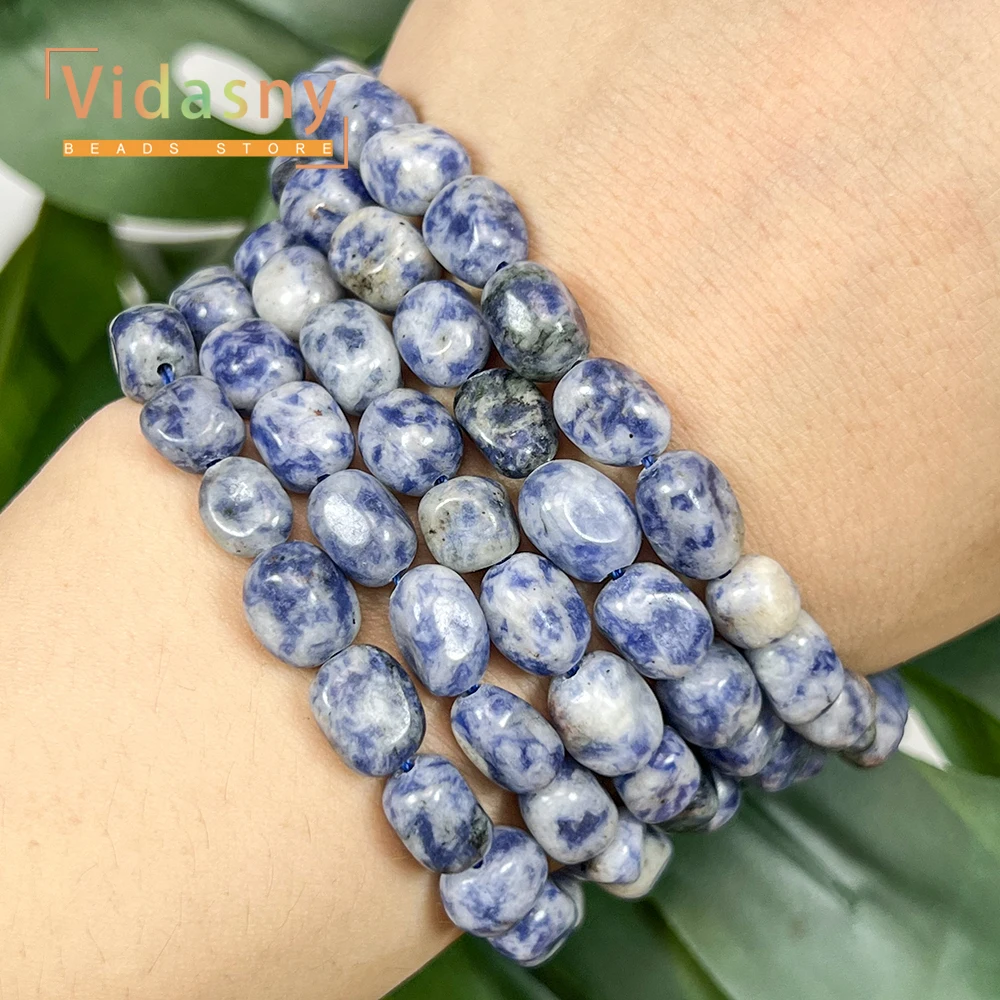 8-10mm Natürliche Blaue Fleckensteine, Unregelmäßige Ovale Lose Perlen für Schmuckherstellung, DIY-Armbänder und Accessoires – Detail 7