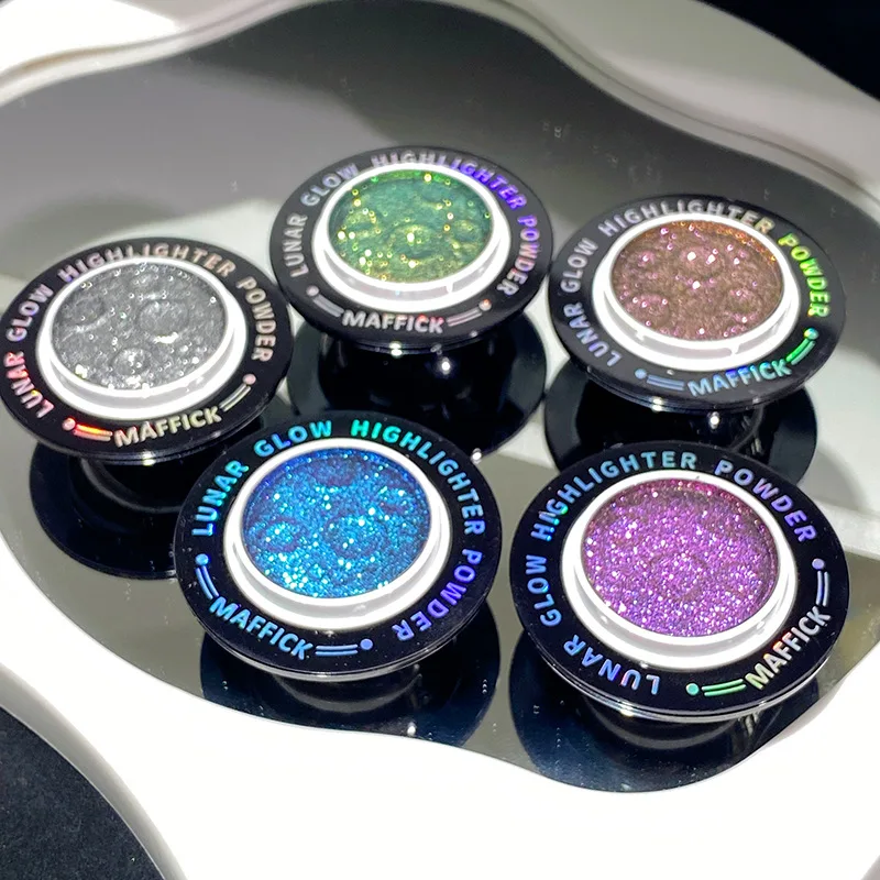 MAFFICK Lunar Glow Highlighter Powder Planetary Highlighter Cosmic Planet Highlight Eyeshadow Cheek Blusher Body Glitter Powder