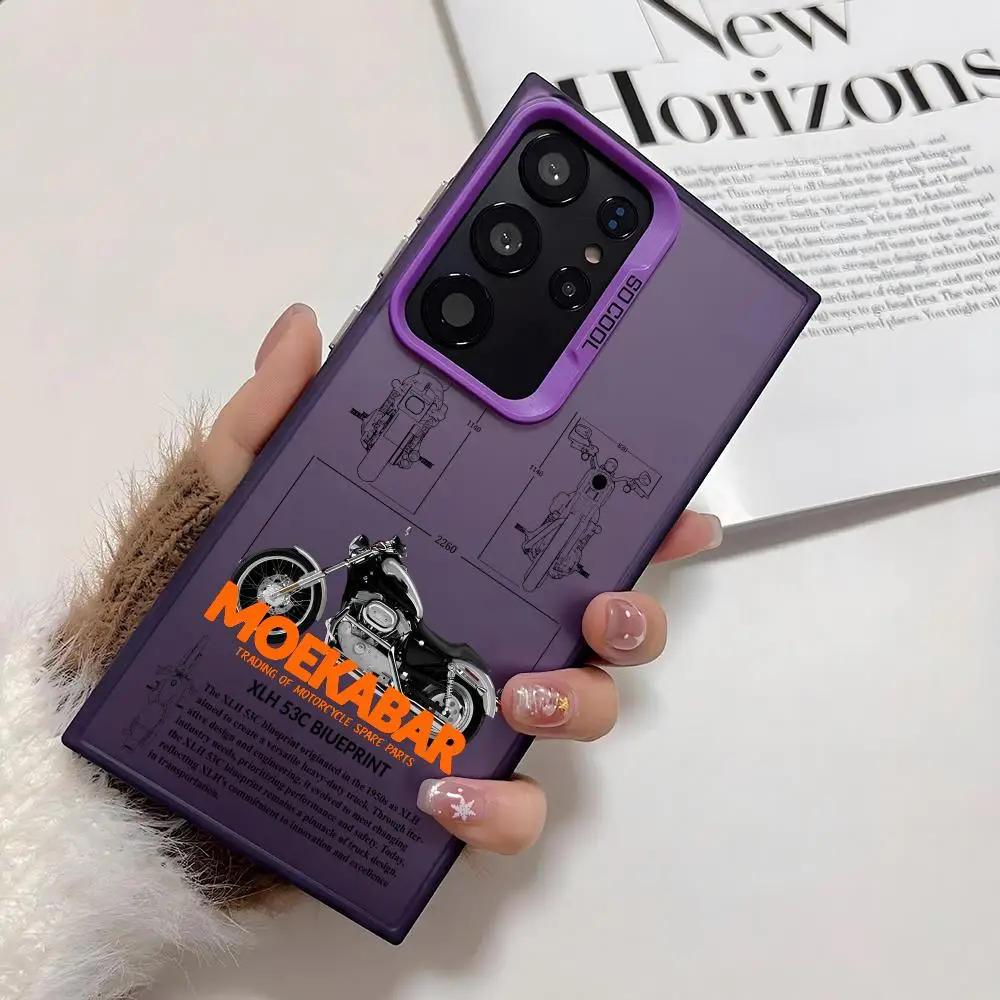 H-Harle ريترو دراجة نارية قضية الهاتف لسامسونج غالاكسي S25 حافة S24 S23 S22 S21 S20 الترا فوندا سيليكون الملونة جراب هاتف #4