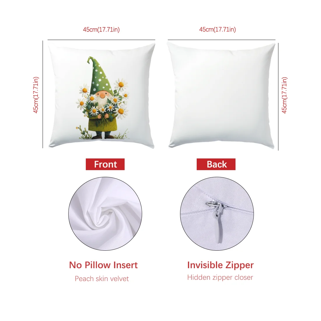 45x45cm Summer Daisy Dwarf Old Man Sunshine Pillow Covers Living Room Sofa Cushion Cover Soft Home Decorations