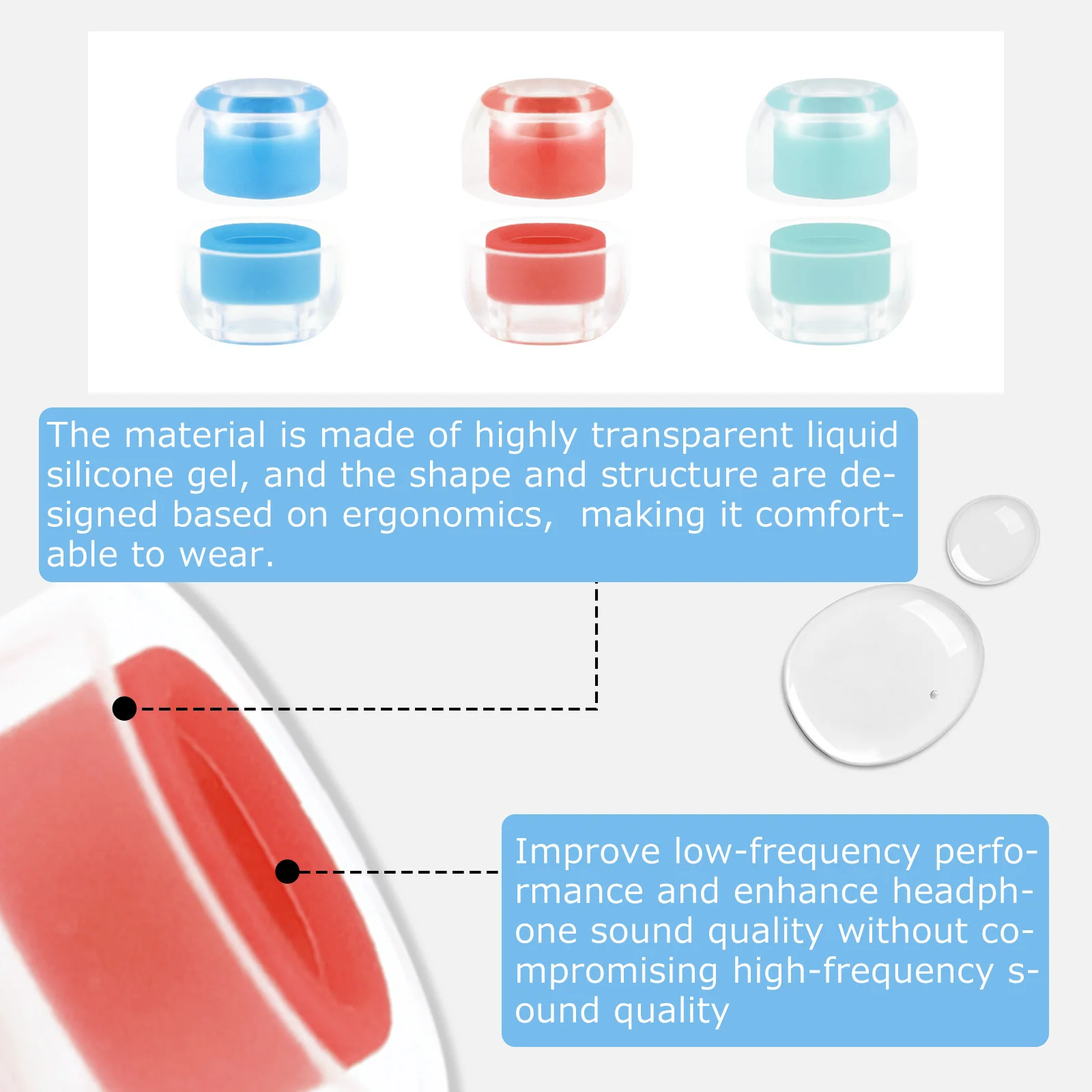 OKCSC YTW4 penutup telinga silikon cair, tutup telinga isolasi kebisingan fleksibel ramah kulit transparan dapat digunakan kembali