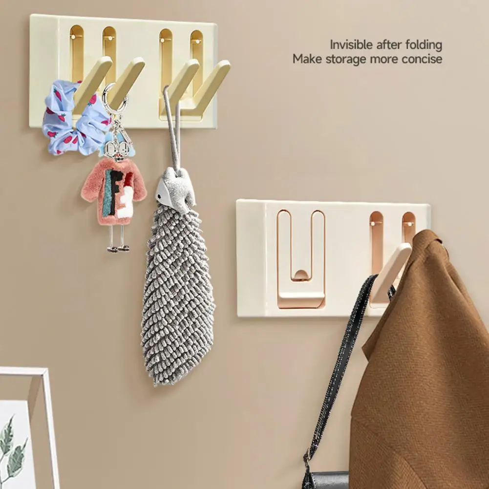 

Wall Hidden Hook Foldable Wall Storage Hook with Great Load Bearing for Clothes Towels Keychains Self-adhesive Anti-slip Design