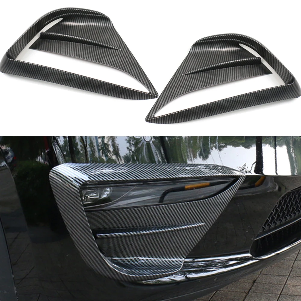 

2pcs Car Front Fog Lamp Spoiler Wind Knife Carbon ABS Fog Lamp Protect Cover Car Decoration Stickers For Tesla 2021-2022 Model Y