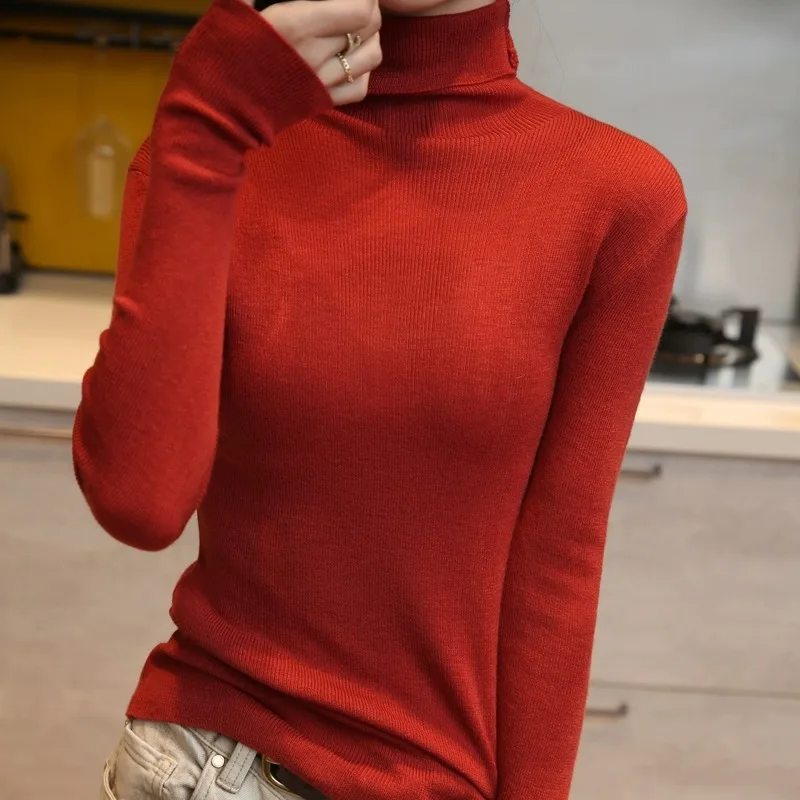 Slim Fit Camere вязаная основа irt женский длинный свитер с высоким воротником-стойкой осень-зима новая модная корейская версия