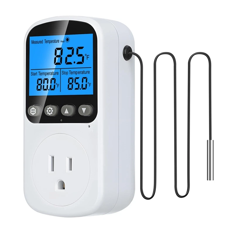 ABGR-Plug In Temperature Controller Outlet, Smart Heating Cooling Control With 4 Timing Modes,Backlit LCD,Calibration US Plug