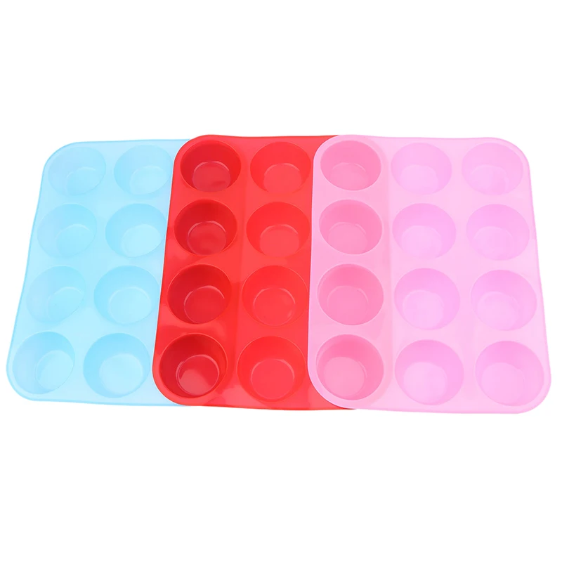 12 Cup Silicone Mold DIY Muffin Cupcake Baking Pan Non Stick Soap Chocolate Making Tools Dishwasher Microwave Bakery Pan