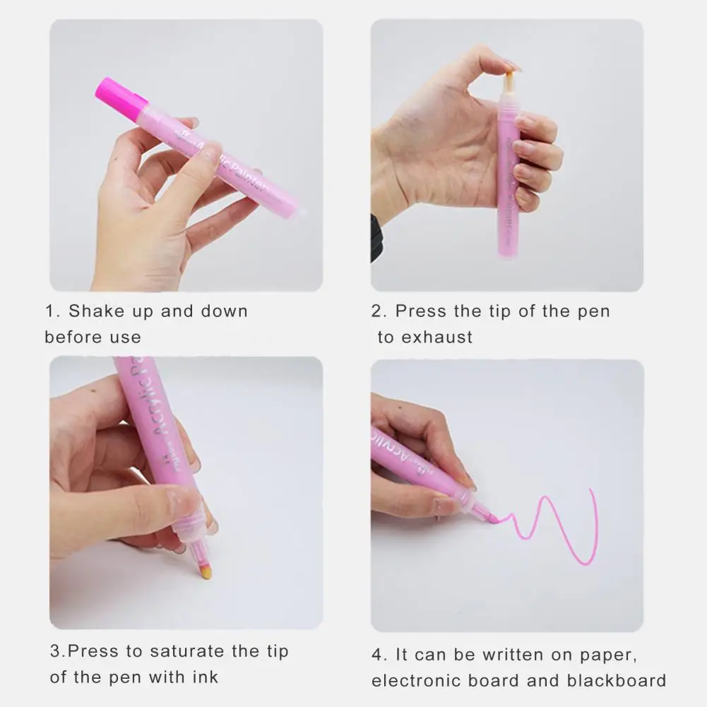 Rotulador acrílico ecológico, juego de rotuladores de Color con punta suave, agarre cómodo para arte de Graffiti, brillo doble para contornos