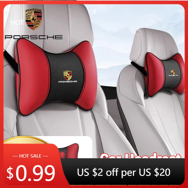 

Car Sticker For Porsche 2PCS New Car Seat Headrest Neck Pillow Accessories For Porsche Panamera Cayenne Taycan 911 718 Macan Car