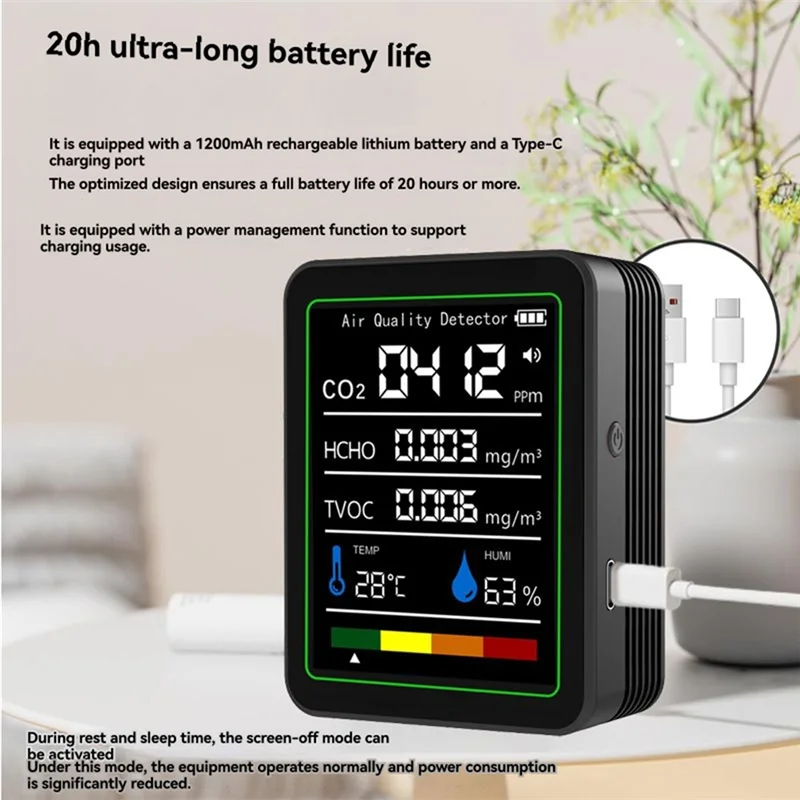 

N01R-монитор формальдегида, детектор углекислого газа, детектор TVOC, температура и влажность, CO 2, монитор качества воздуха