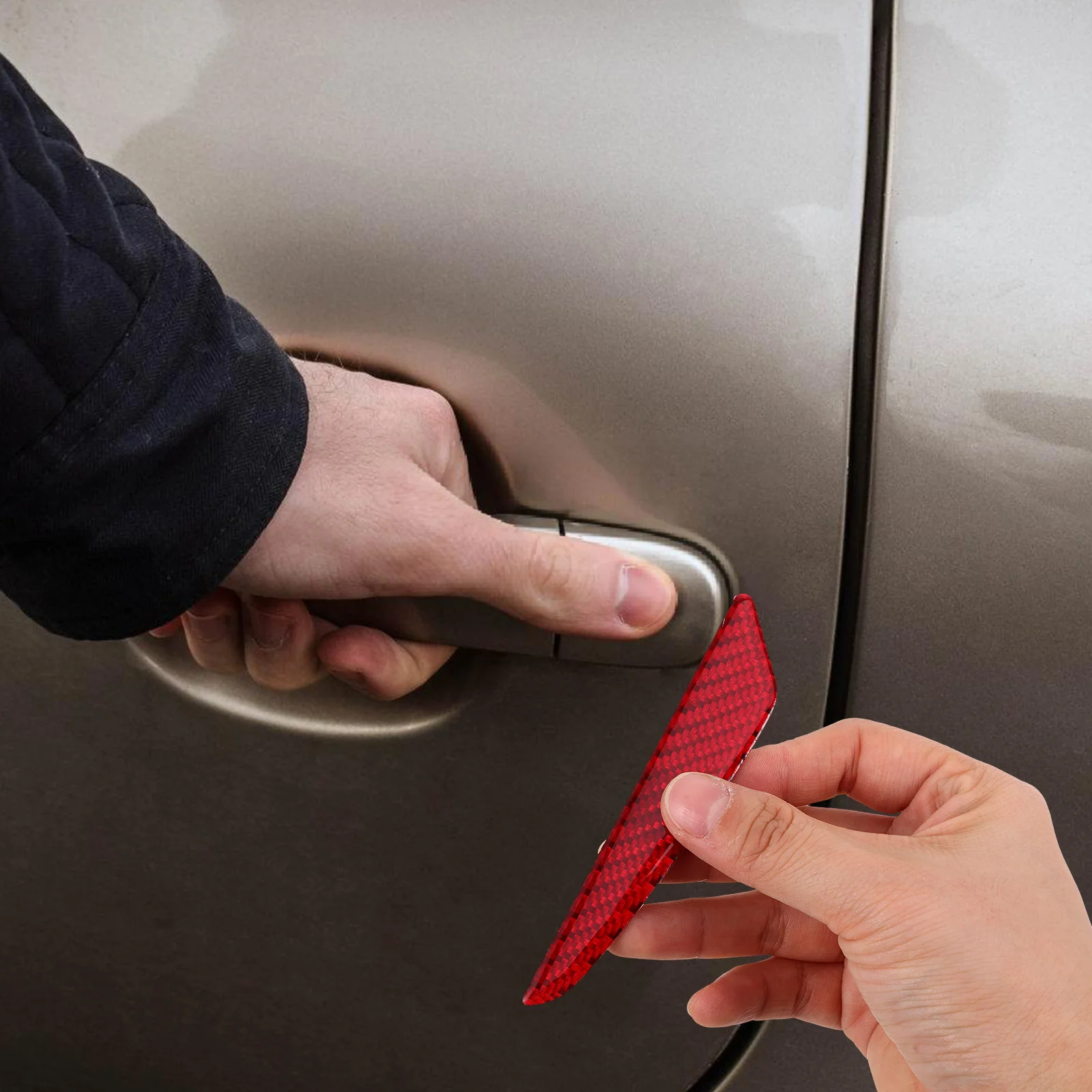 4PCS Car Door Anti-collision Strips Universal Fit Carbon Fiber Material Easy Installation Decorative Accessory