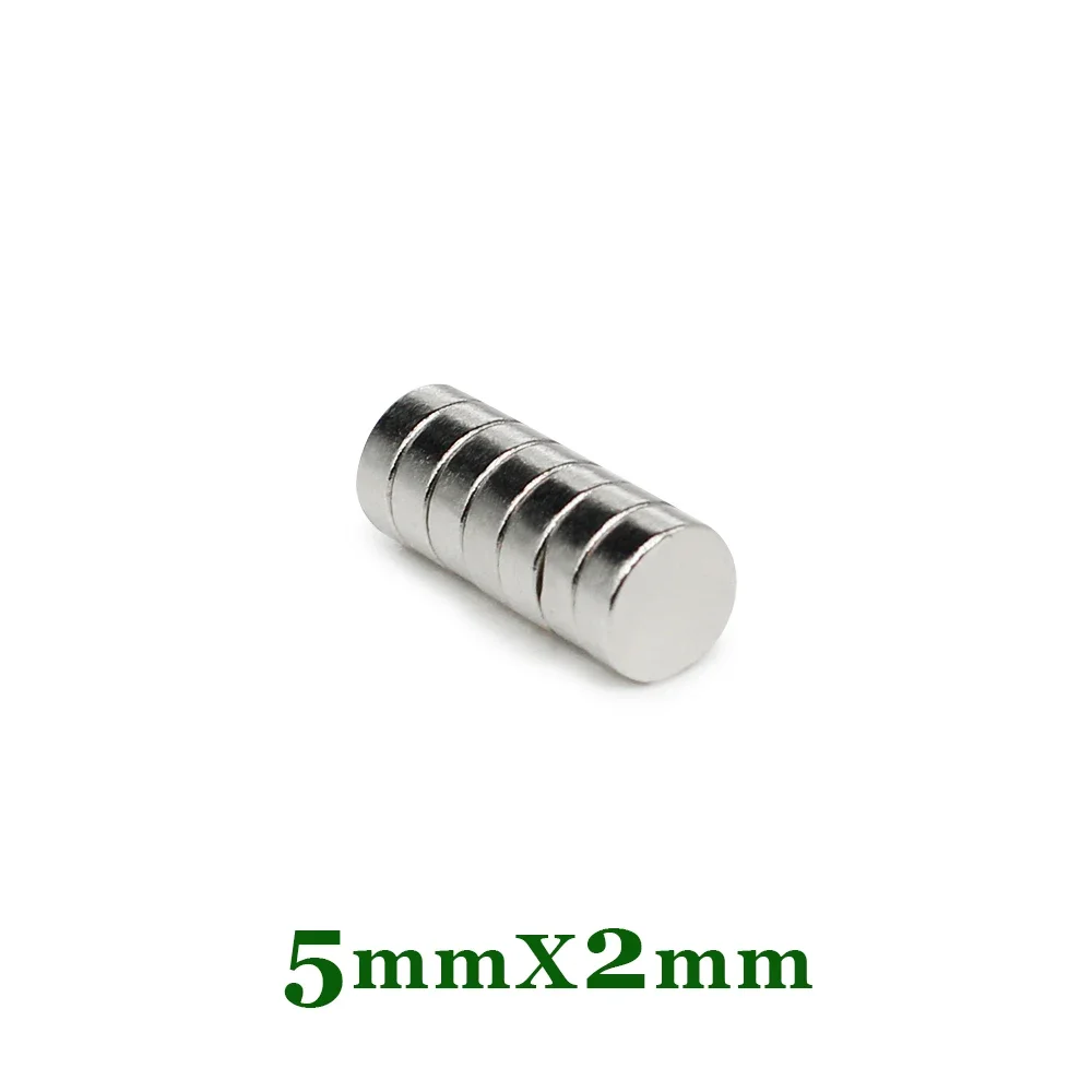 50/100/200/500/1000/1500PCS 5x2 Rare Earth Strong Magnets 5x2mm Small Round Magnets Disc 5mmx2mm Permanent Neodymium Magnets 5*2