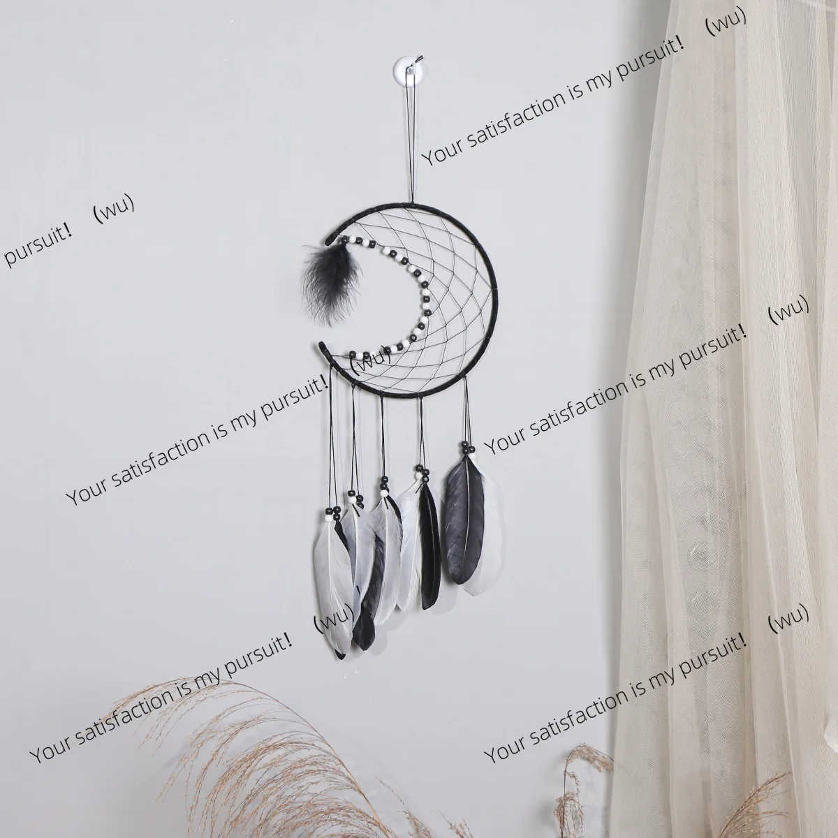 Moon dream catcher, feather wind chimes, hand-woven wall ornaments for bedrooms, birthday gifts