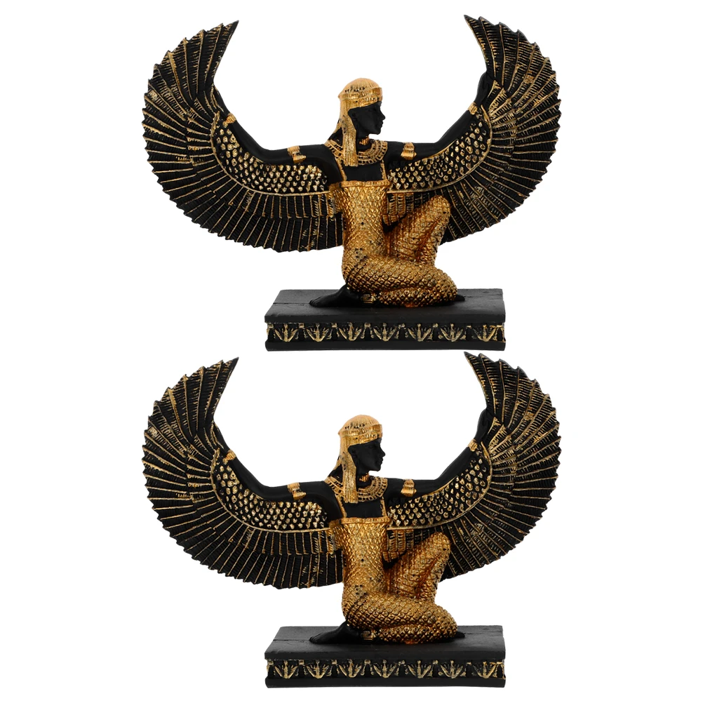

2pcs Resin Statue Retro Goddess Decoration Sculpture Figurine Craft Home Office Desktop Adornment Style Mini Model