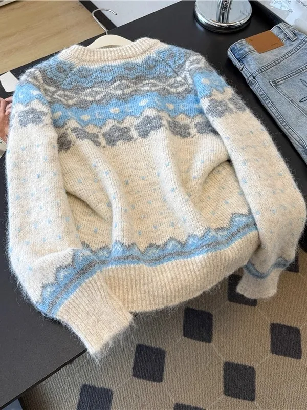 الحلو Preppy Sle المرأة سترة متماسكة سترة أوائل الخريف طالب المدرسة الثانوية Faion الدافئة طويلة Sve جولة Ne معطف