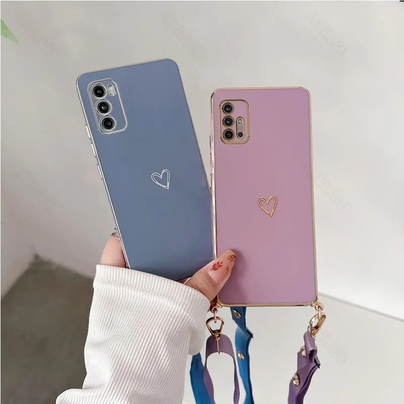 Crossbody Lanyard Strap Phone Case On For Motorola Moto G30 G60 G20 G50 G8 G9 Play G22 G32 G52 G53 G54 G84 G42 G73 G13 G23 Cover