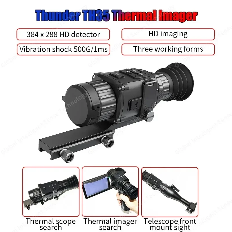 Thermal Imaging Scope TH35 35mm for Hunting Night Vision Optic Clip on And-held Infrared Monocular 384x288 Rifle Hunting