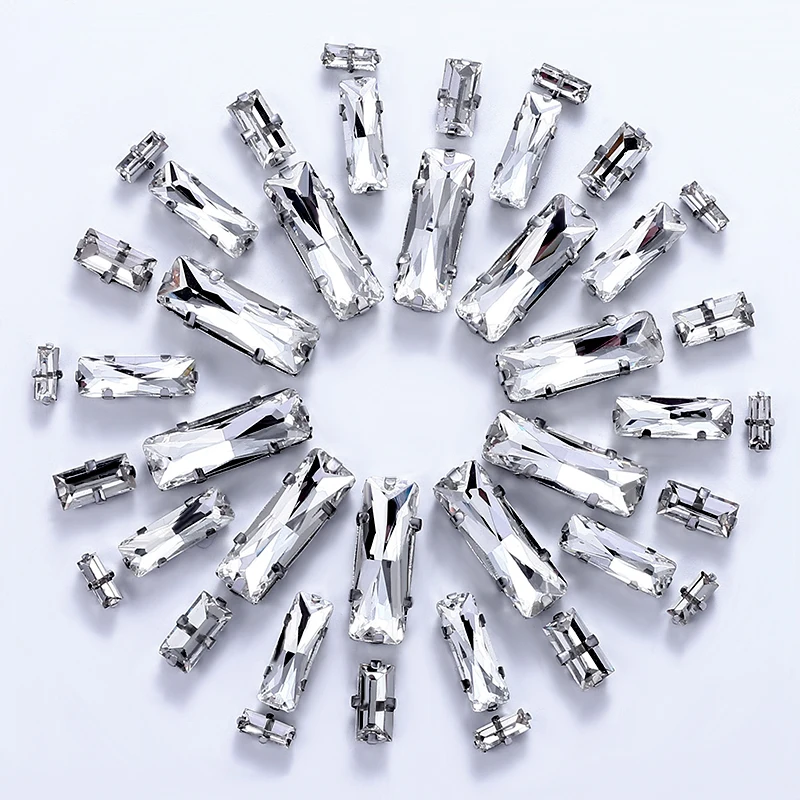 QIAO Mehrfachform Gemischte Größen Glas-Aufnähstränen Flache Rückseite Klare Kristallsteine für Hochzeitskleid-Accessoires – Detail 10