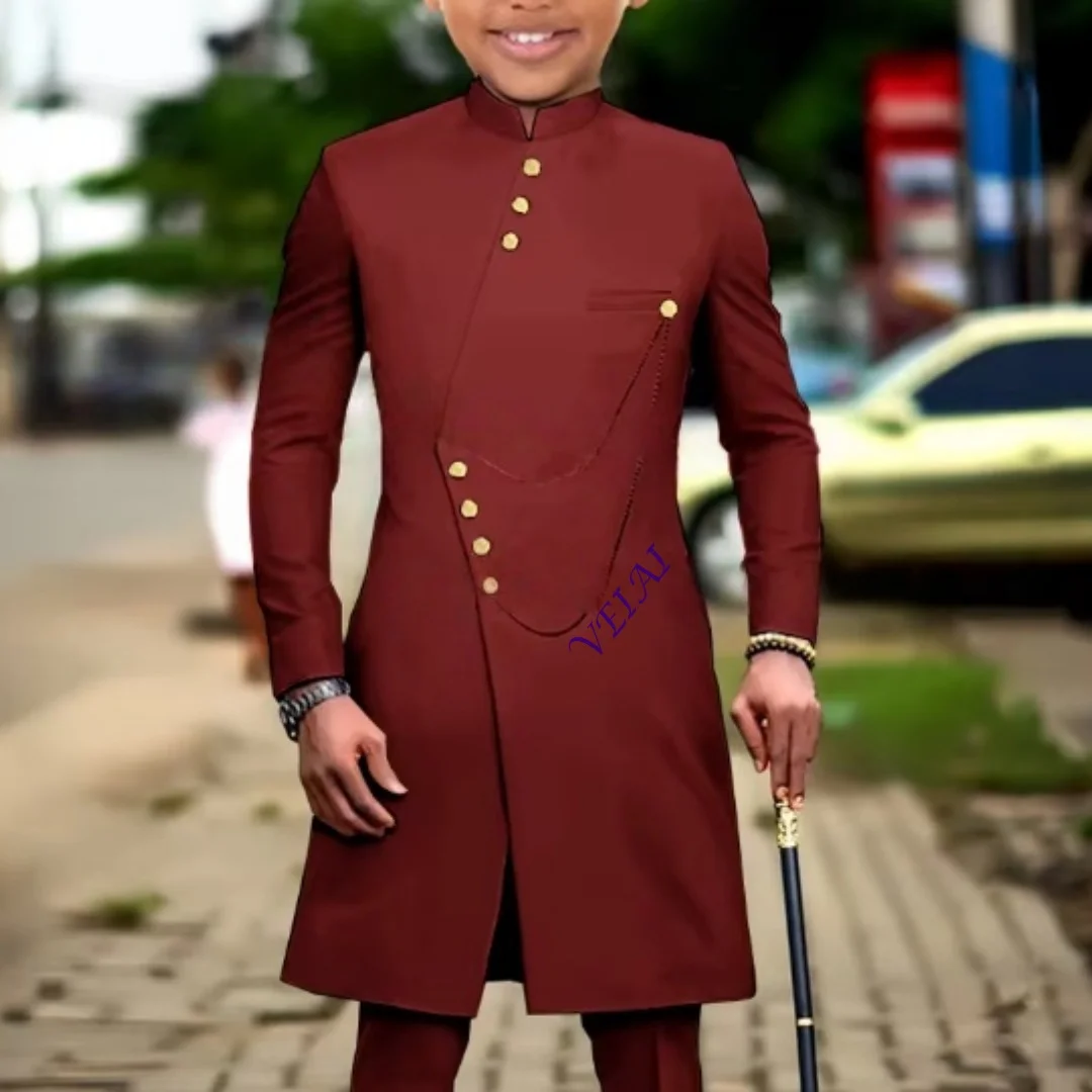 CustomizedAfrican Style Boys Suit 2 Piece Blazer Pants Formal Single Breasted Clothes Wedding Kids Tuxedo Teen Performance Dress view 6