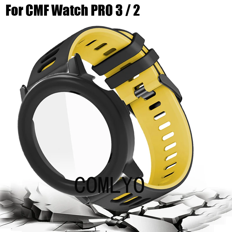 

2in1 For CMF Watch Pro 2 3 Case Smart watch Protective Bumper Strap Silicone Sports Band Belt Full Cover Shell