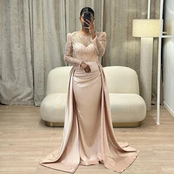 2025 Generous Women's Mermaid Graceful Evening Dresses Simple O Neck Long Sleeve Customized Prom Gowns Sequined Vestidos Gala