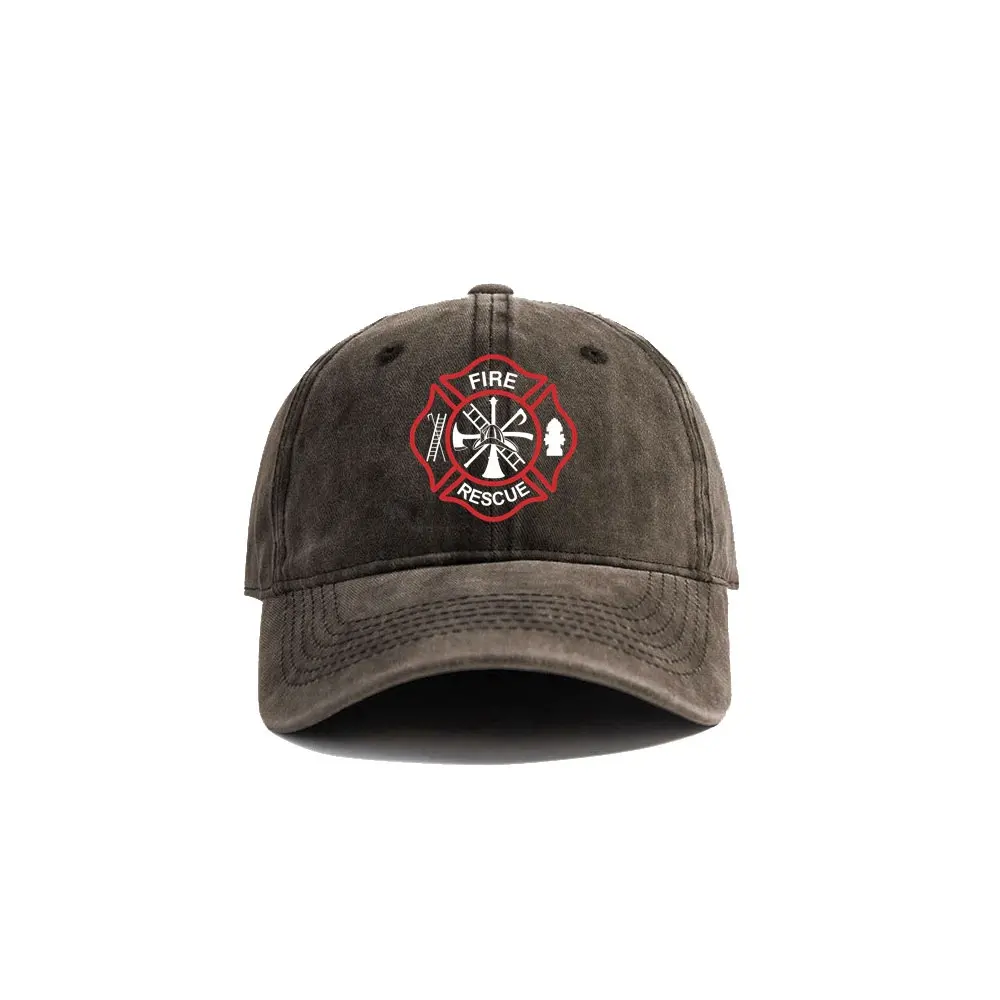 Fire Rescue Baseball Cap Women Men Outdoor Firefighter Fireman Caps New Distressed Dad Hats