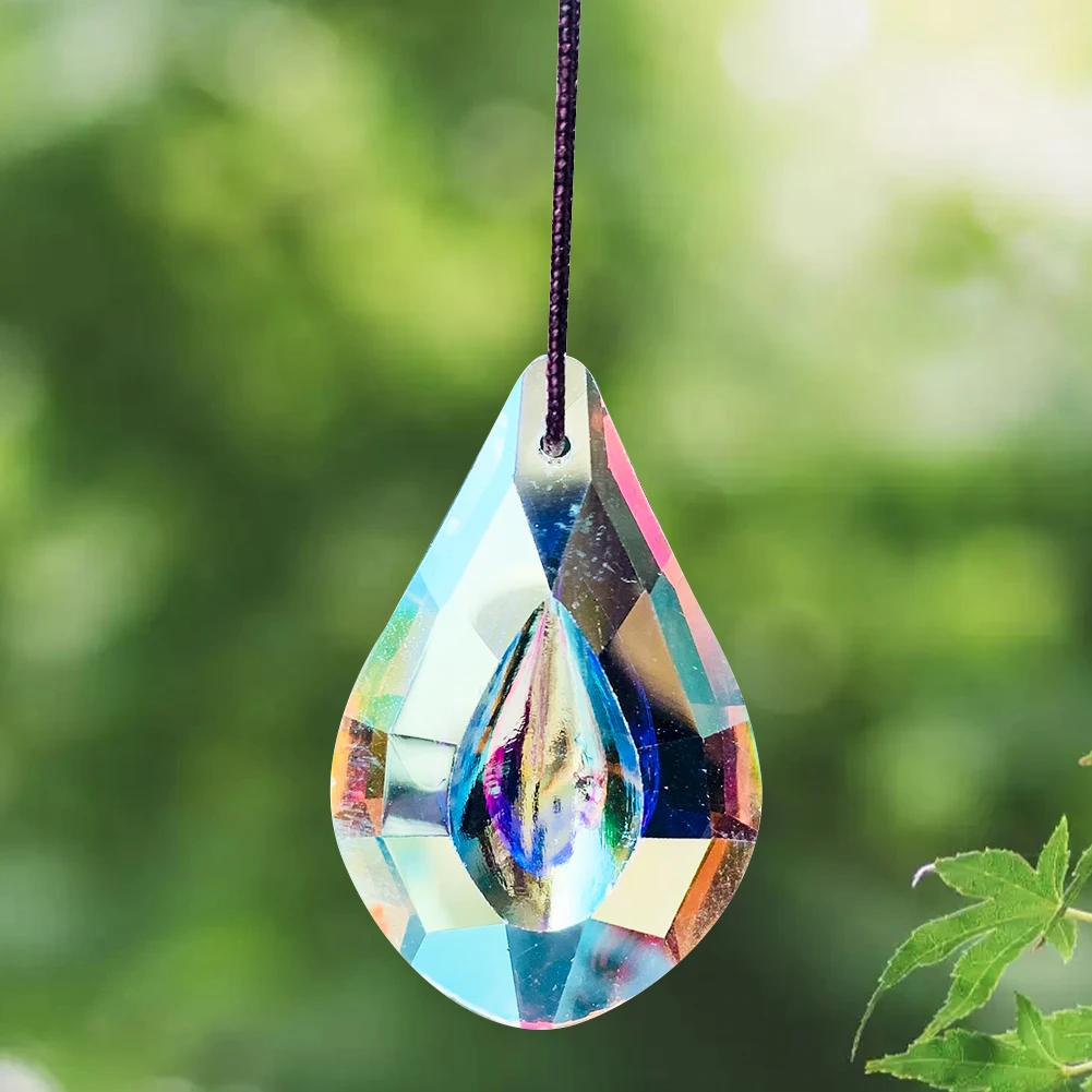 

Muy Bien 38mm Colored Crystal Prism Sun Catcher Chandelier Crystal Shiny Glass Faceted Hanging Home Yard Decorations