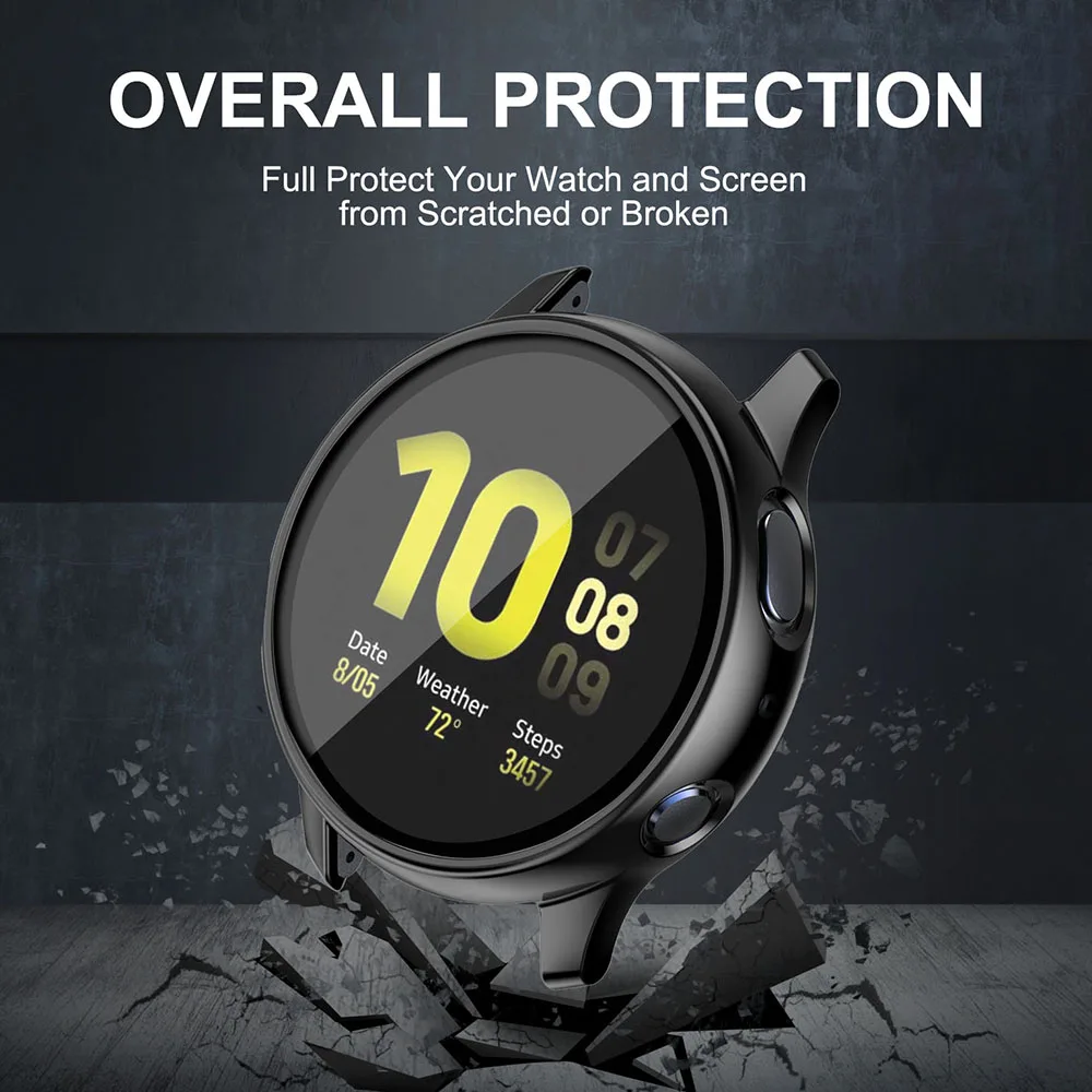 Samsung Galaxy Watch Active 2 Screen Protector Case 44MM, Bumper Full Around Cover for Samsung Galaxy Watch Active2 44MM 40MM