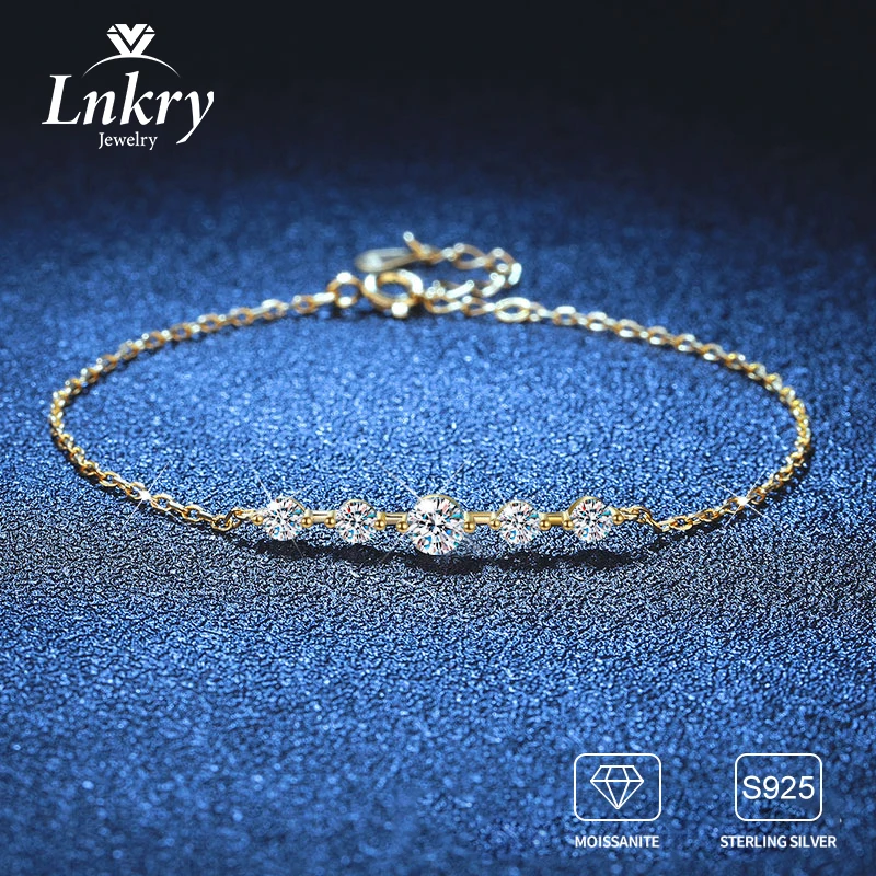 

Certified 4mm&3mm Moissanite Bracelet Pulseira Prata 925 Sterling Silver Bracelets for Women Sparkling Hand Chain Jewelry