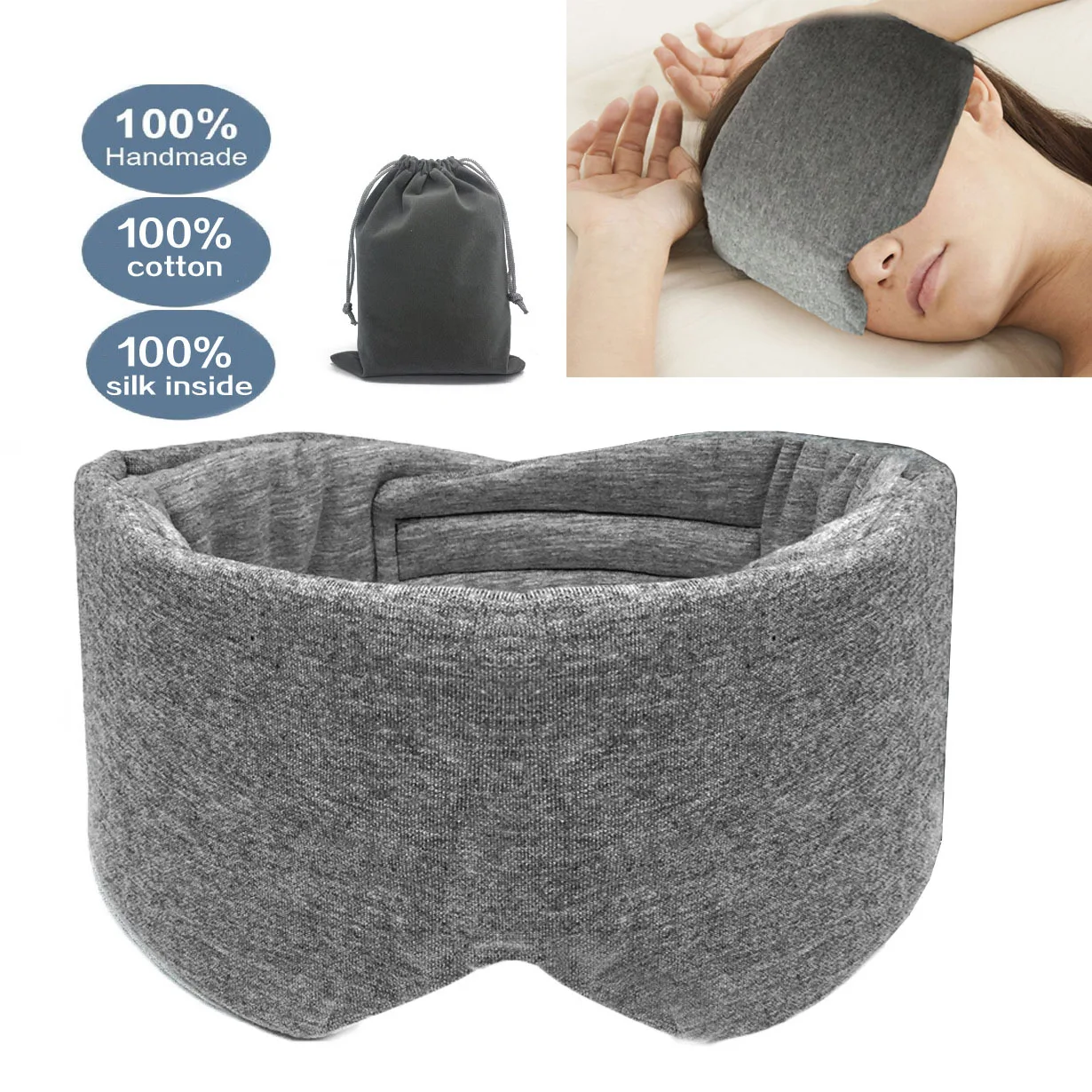 Cotton Silk Sleep Mask Blindfold Eye Cover Eye Patch Women Men Soft Portable Blindfold Travel Eyepatch Sleeping Eye Mask