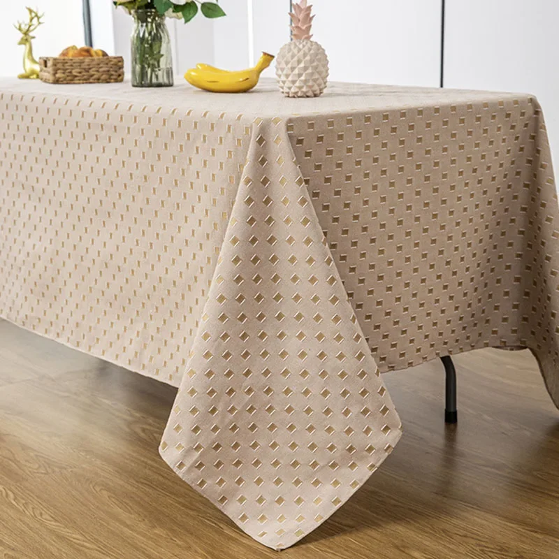 Japanese Solid Thick Rectangular Tablecloth Luxury Cotton and Linen Table Cloth for Party High-End Wear-Resistant Dining Decor