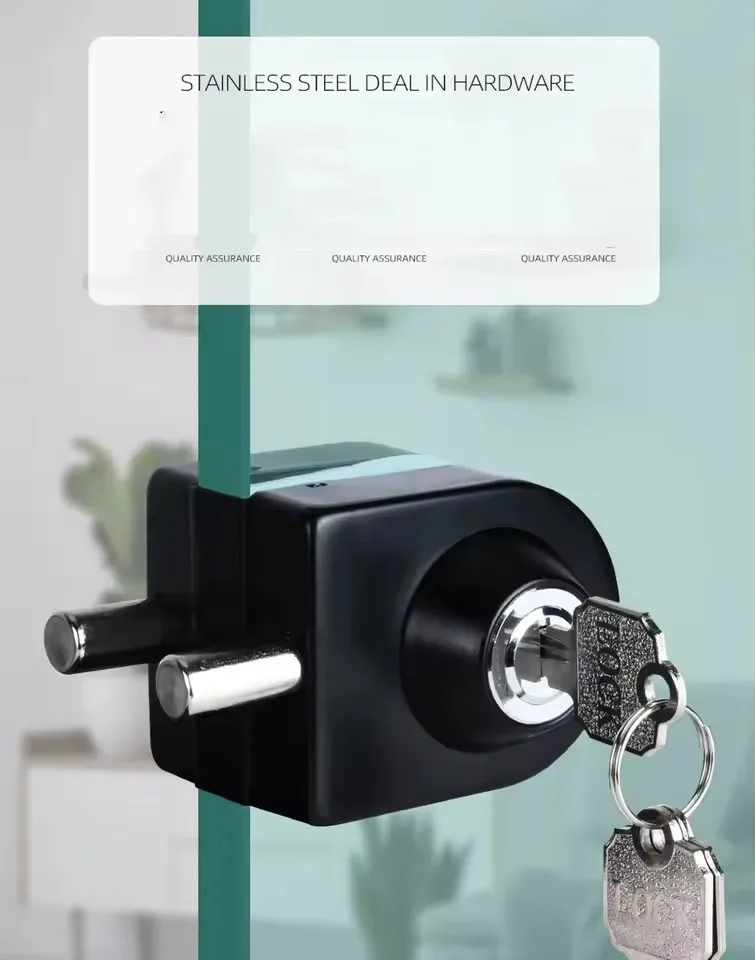 Frameless Tempered Glass Door Lock Office Hole Free Door Lock Titanium Rose Gold Latch Lock Ground Lock Hole Free