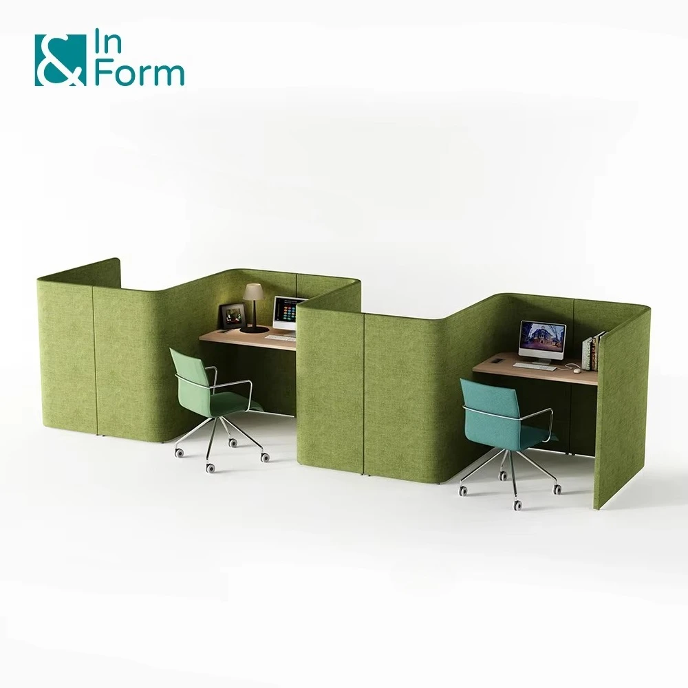 

S Shape Modular Design Privacy Acoustic Call Center Single Staff Workstation Office Cubicle