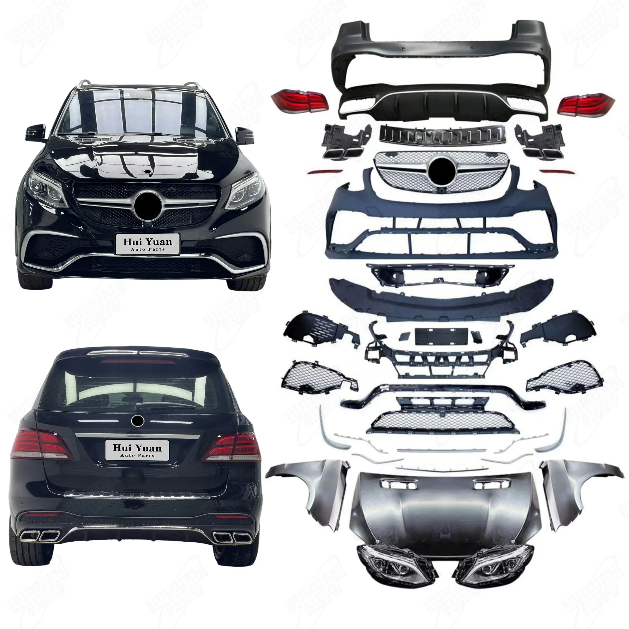 

Auto Body System for ML W166 2012-2015 Upgrade to GLE63 Contain Headlight Taillight Car Bumper Rear Lip