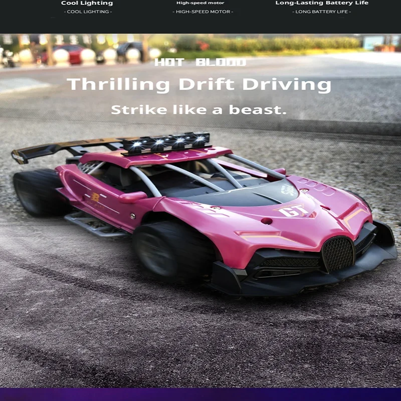 รถบังคับวิทยุความเร็วสูง ข้ามพรมแดน อัตราส่วน 1:16 ของเล่นรถไฟฟ้าสำหรับเด็ก ชาร์จไฟได้ 2.4G พร้อมฟังก์ชั่นพ่นละอองน้ำ จำลองการดริฟท์ ขับเคลื่อน 4 ล้อ