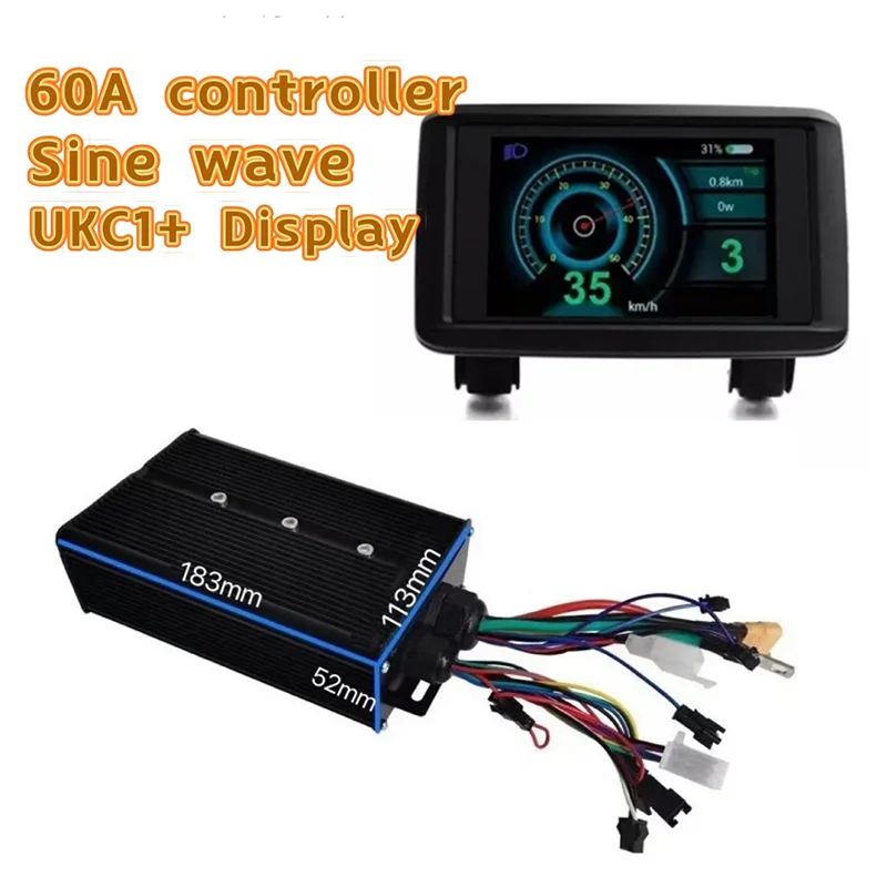 

Контроллер RTENTE-Ebike 48 В до 72 В 60 А 3000 Вт + UKC1 Дисплей Синусоидальный двойной режим 18-трубный для горного велосипеда для обновления двигателя Ремонт