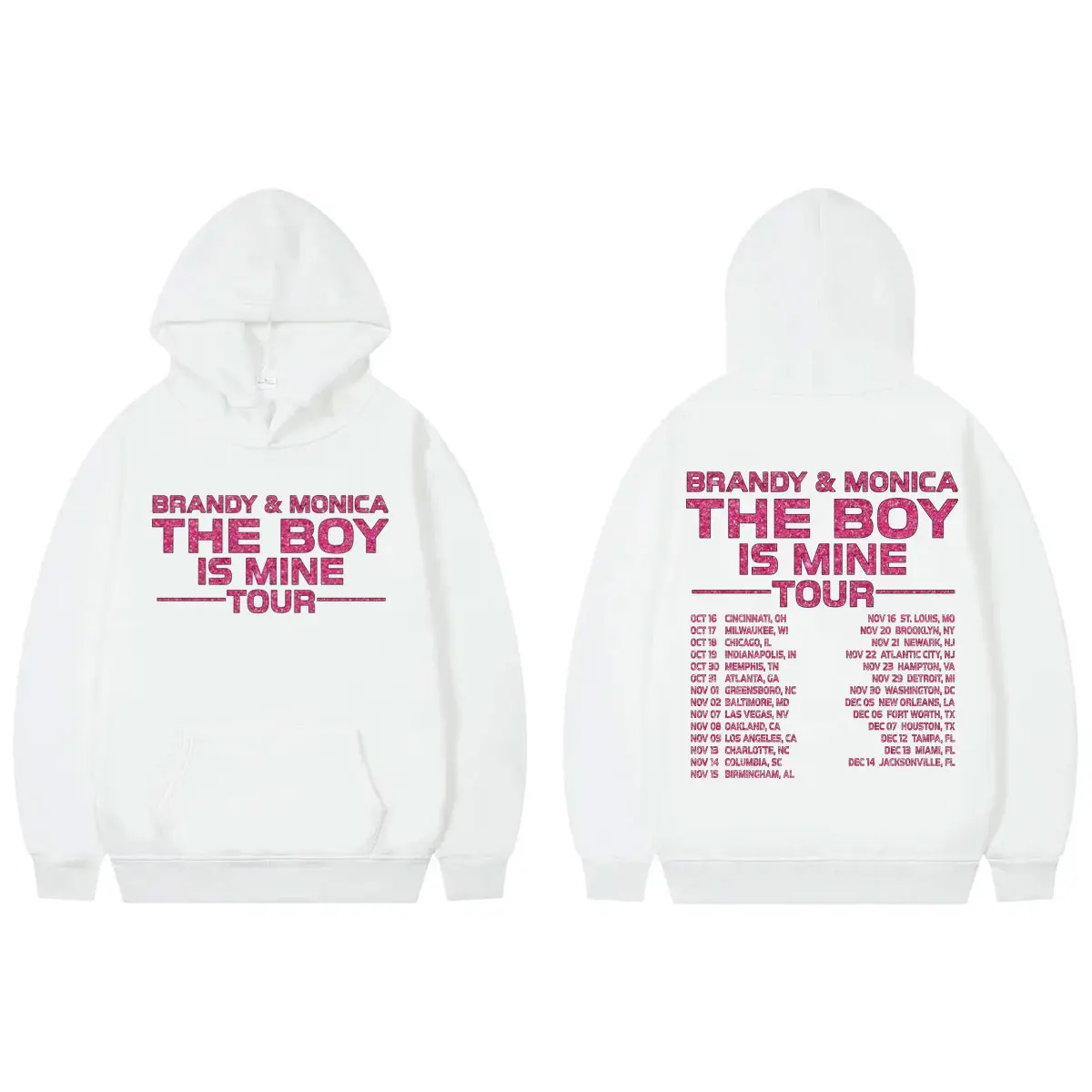 سترة بغطاء للرأس للمغني براندي آند مونيكا جرافيك The Boy Is Mine Tour 2025 بلوفرات للرجال والنساء ملابس عصرية Y2k بلوزات كبيرة الحجم