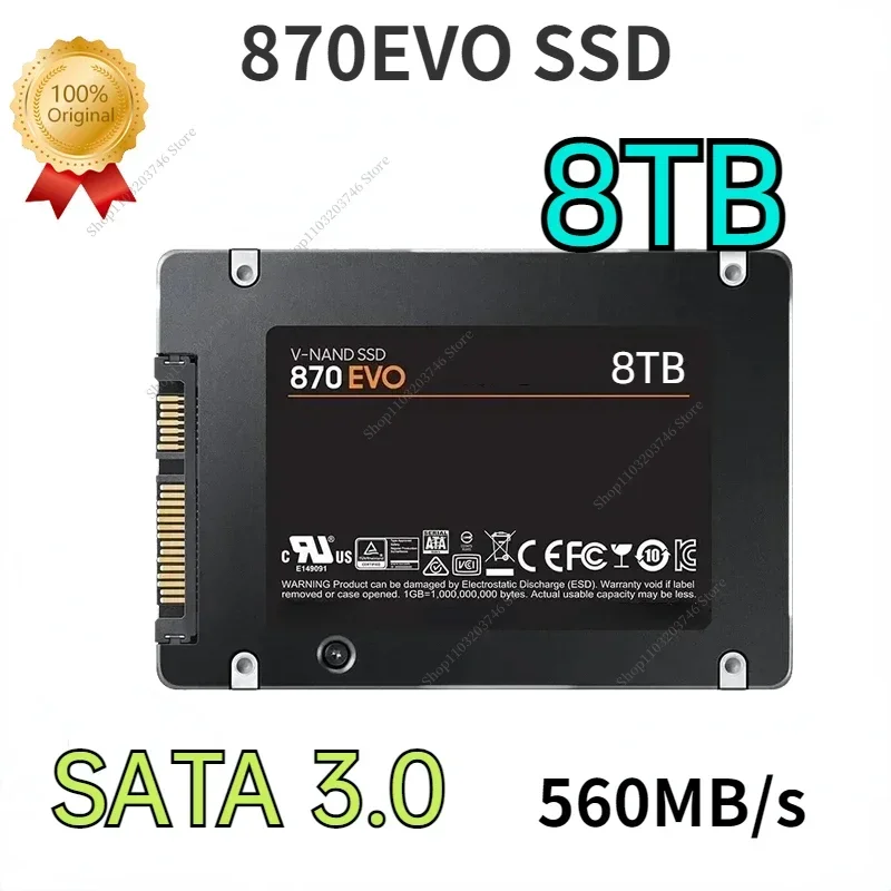 

2024 New 8TB 4TB 2TB SSD 870EVO 1TB Internal Solid State Hard Drive 2.5 Inches SATA III for PS4 Desktop PS5 Laptop PC Disco Duro