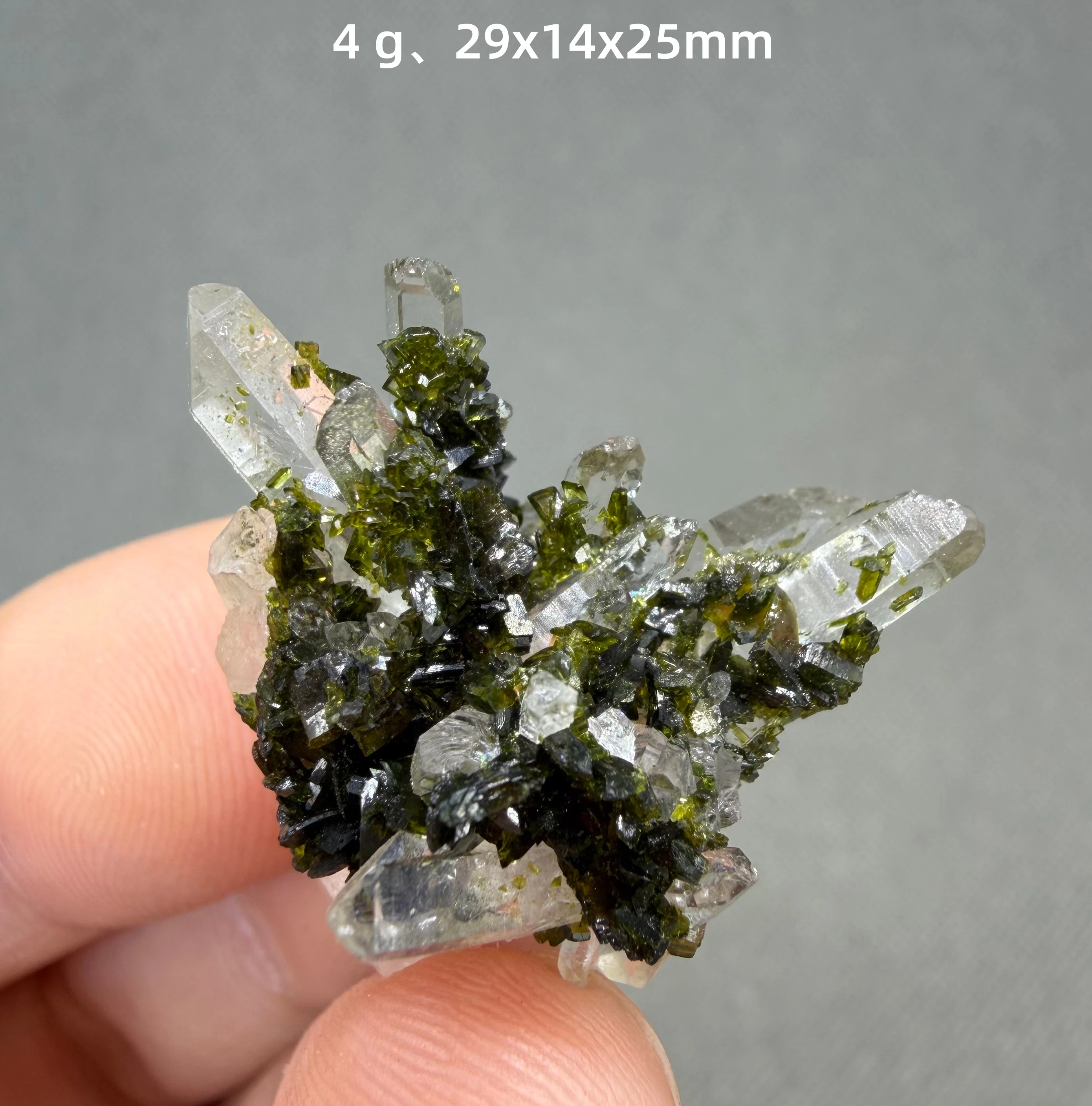 Natural Epidote and Crystal symbiotic mineral specimens + healing quartz crystals and stones rock gemstone