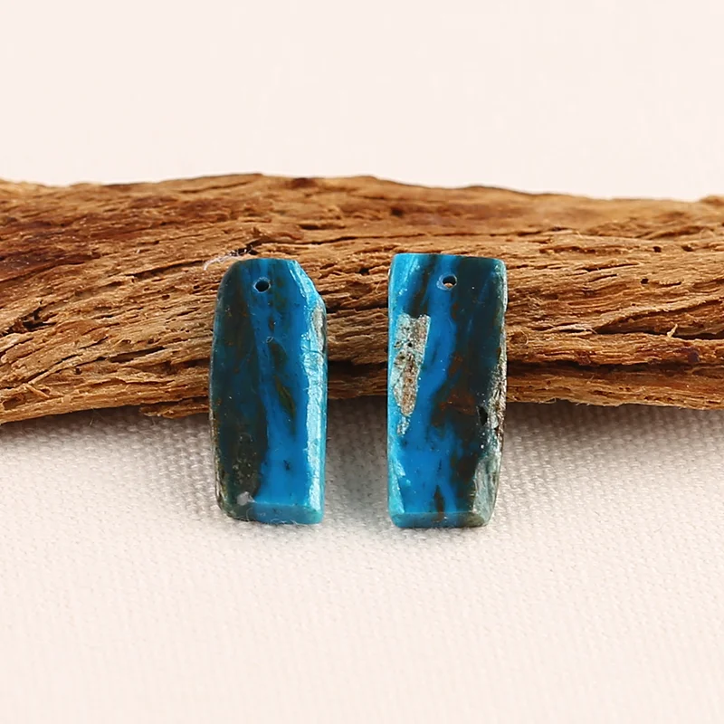 

Natural Gemstone Blue Opal Earring Pair – Unique Rectangular Matching Stones
