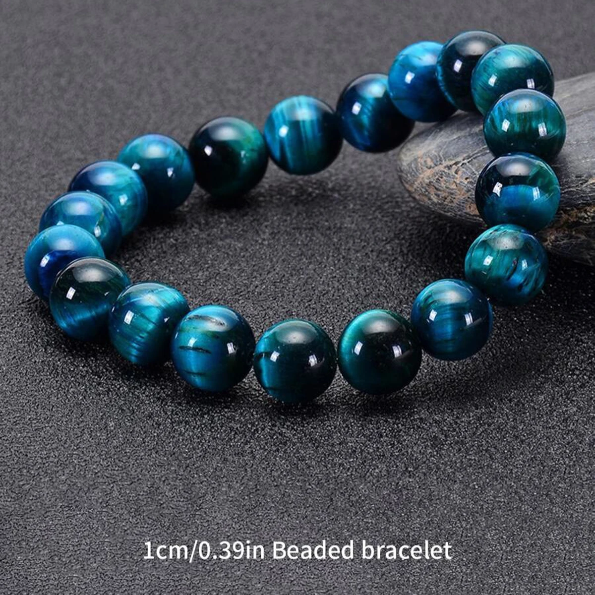 1Pc 6/8/10mm Minimalist Blue Tiger Eye Stone Beaded Bracelet Natural Stone Round Beads Bracelet For Daily Decoration