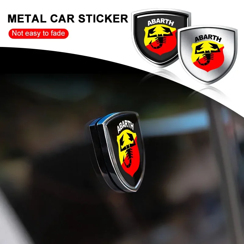 3D Shield Car Emblem Sticker Custom Rear Trunk Badge Decal For Fiat Abarth 500 595 695 124 Spider Punto Bravo Auto Accessories