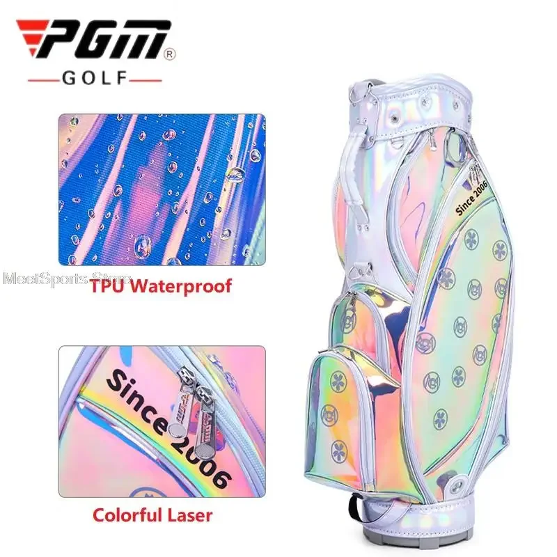 Pgm Golf Bags Waterproof Women Portable Handbag Large Capacity 13-14 Golf Clubs Travel Package Colorful Laser Backpack Bag