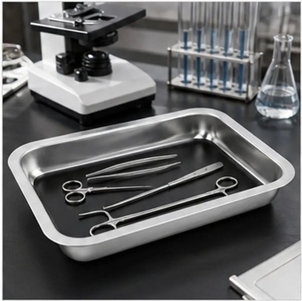 A4 Size Stainless Steel Biology Dissecting Tray Wax Lined Stable Pan Corrosion Resistant Laboratory Dissection