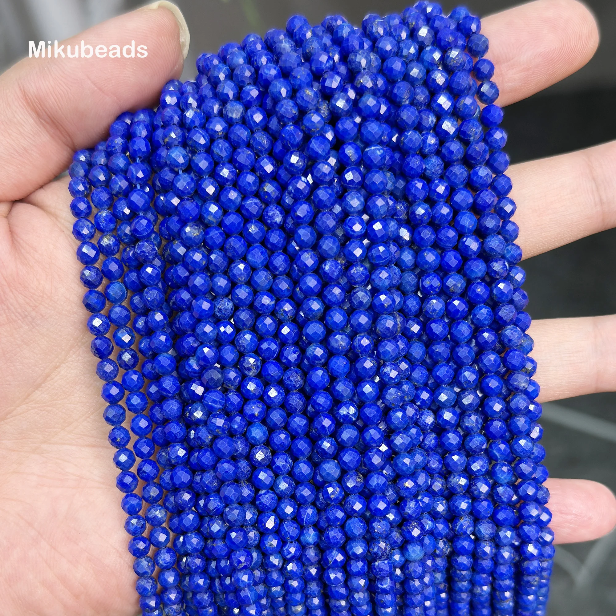 Natürliche AAA Lapislazuli 4mm Facettierte Runde Lose Perlen Für Schmuck Machen DIY Armbänder Halskette Strang Großhandel